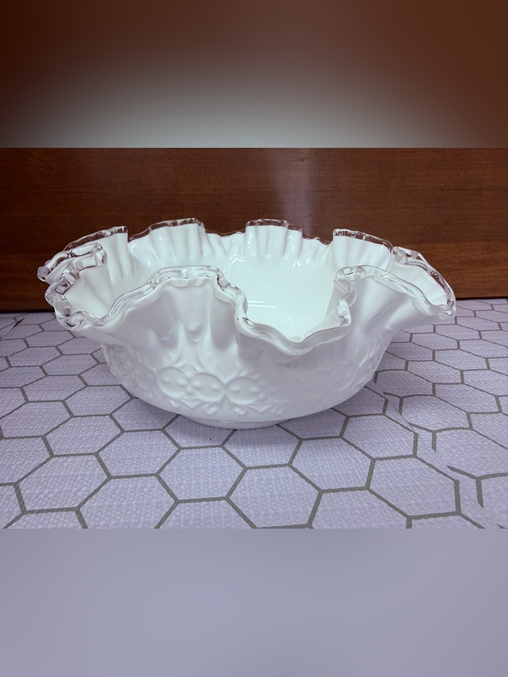 Fenton Spanish Lace Ruffled Rim Serving Bowl